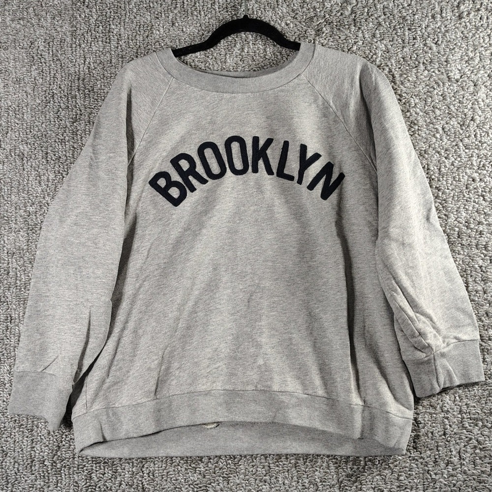 J.Crew Sweatshirt Gray Brooklyn Graphic Athleisure Women XXL
